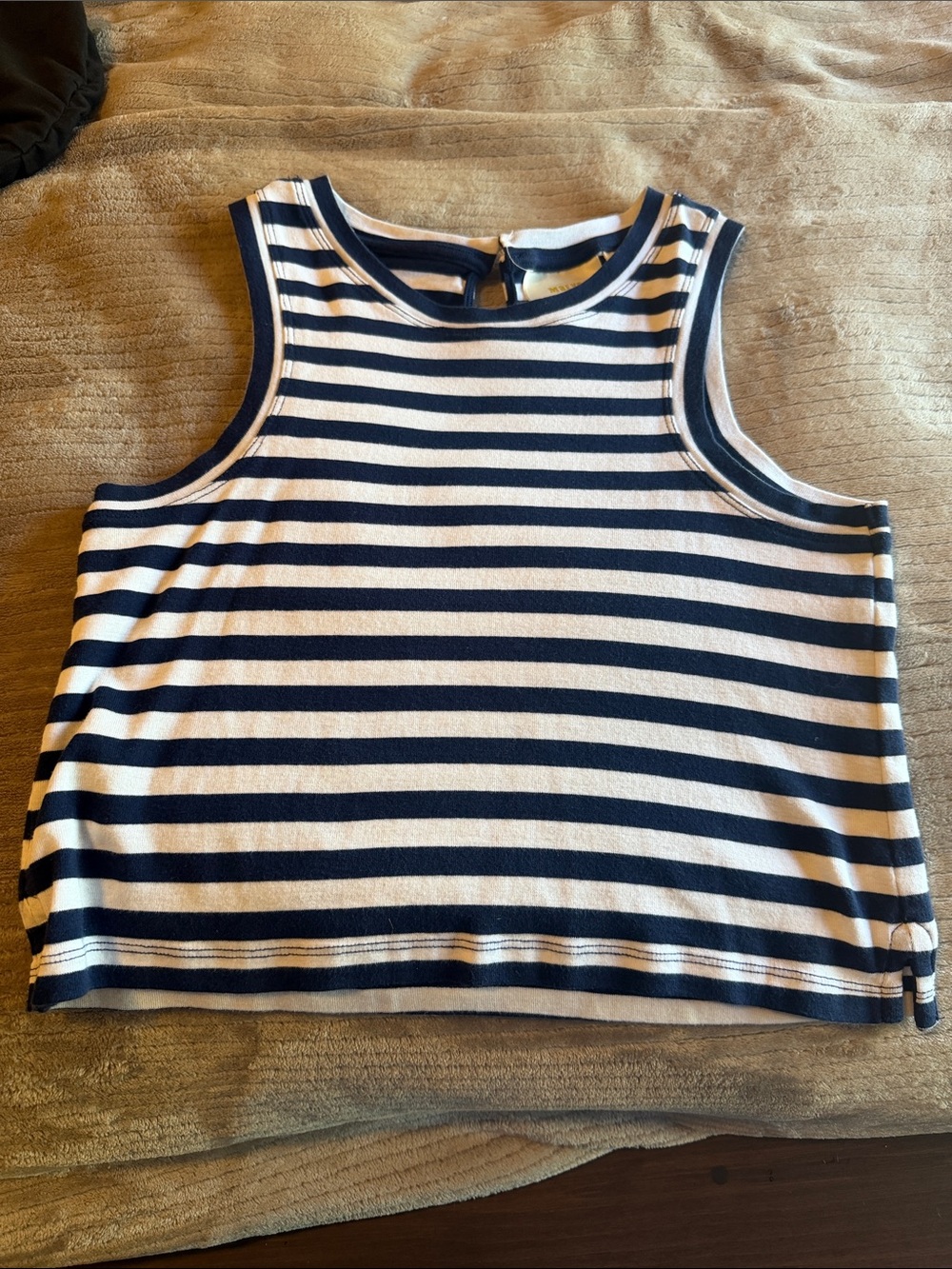 Maeve Striped Navy & White Sleeveless crop Tank Top